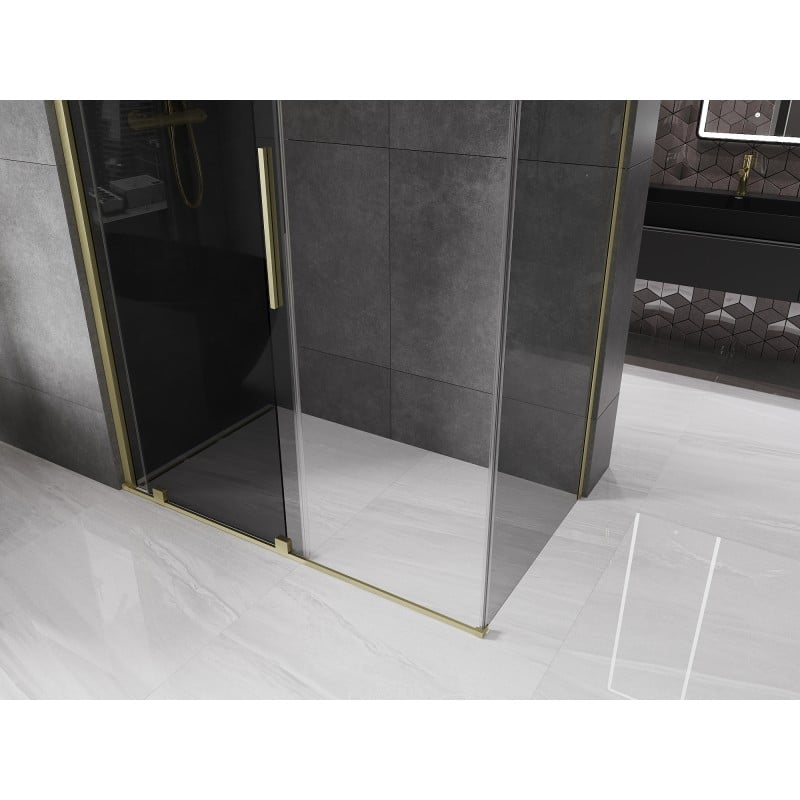 Mexen Velar cabine de douche coulissante 140 x 70 cm, graphite, or brossé - 871-140-070-41-55