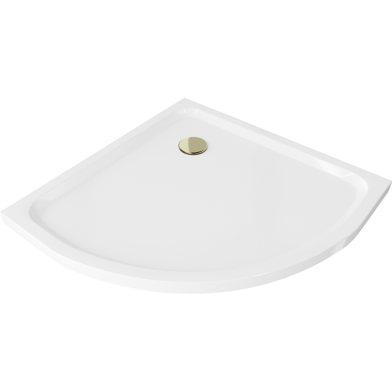 Mexen Flat receveur de douche semi-circulaire slim 90 x 90 cm, blanc, siphon doré - 41109090G