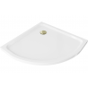 Mexen Flat bac à douche semi-circulaire slim 80 x 80 cm, blanc, siphon doré - 41108080G
