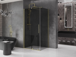 Mexen Velar cabine de douche coulissante 140 x 90 cm, graphite, doré brossé - 871-140-090-41-55