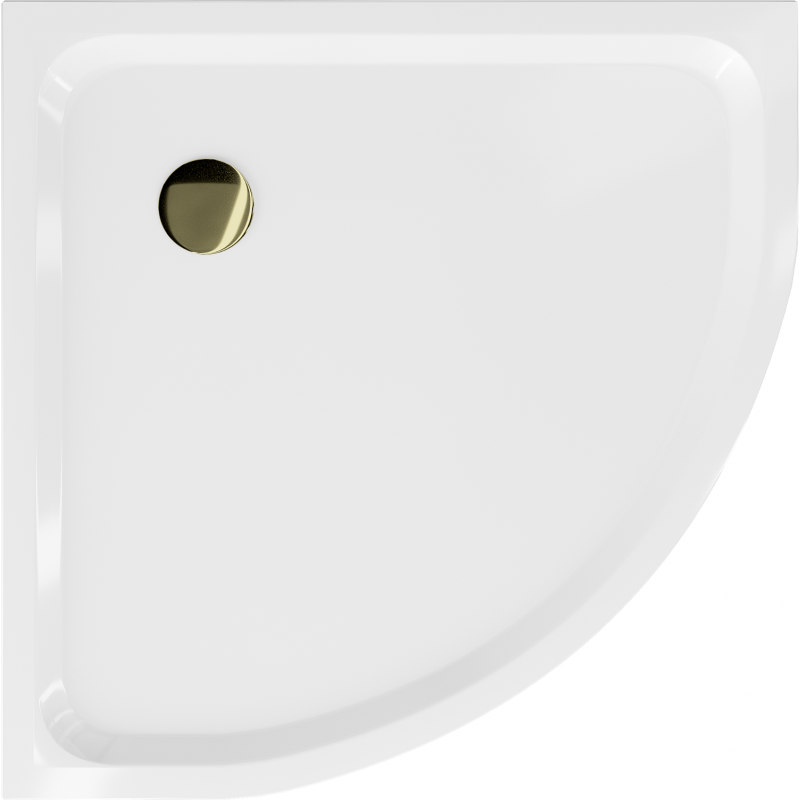 Mexen Flat receveur de douche demi-circulaire slim 70 x 70 cm, blanc, siphon doré - 41107070G