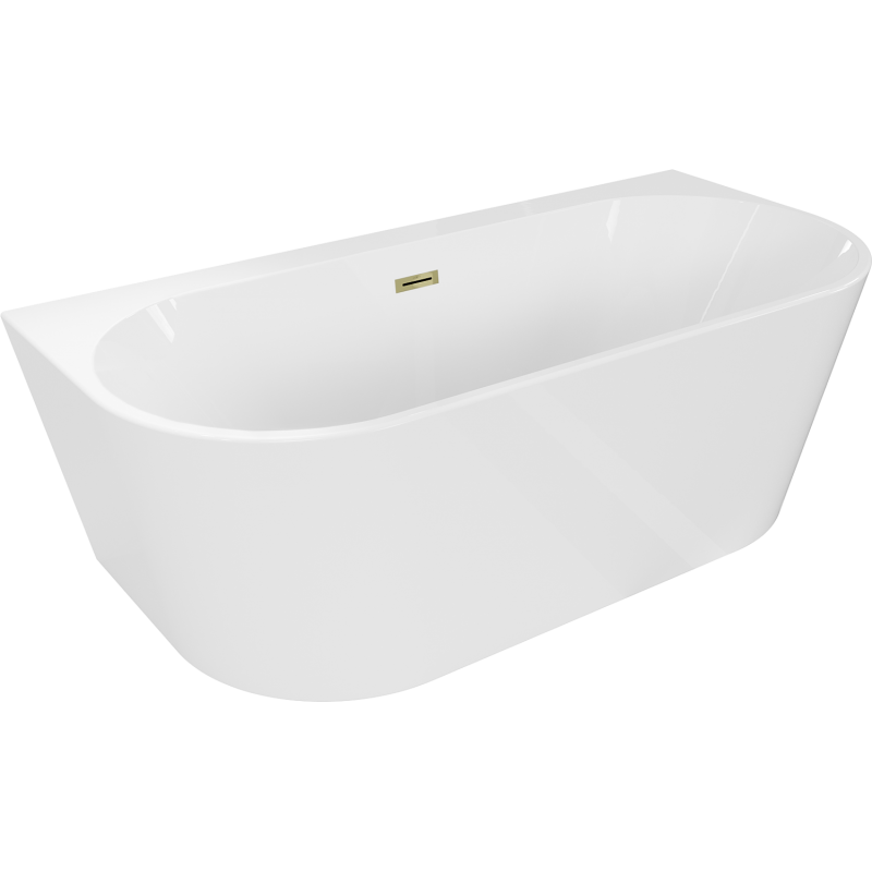 Mexen Oval+ baignoire autoportante murale 170 x 80 cm, blanche, overflow doré - 52681708000-50