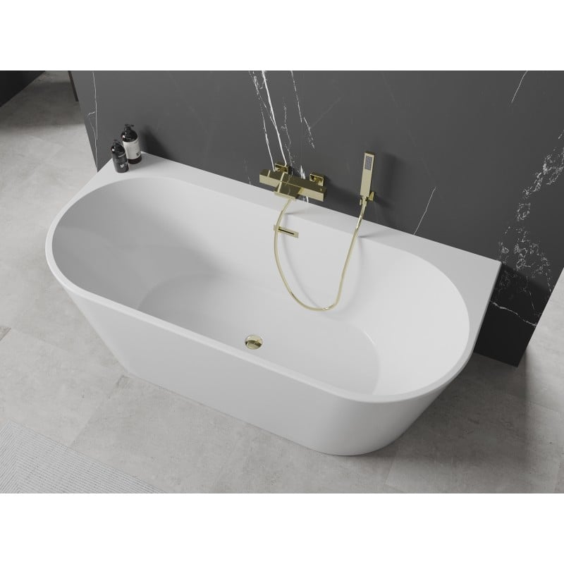 Mexen Oval+ baignoire autoportante murale 170 x 80 cm, blanche, overflow doré - 52681708000-50