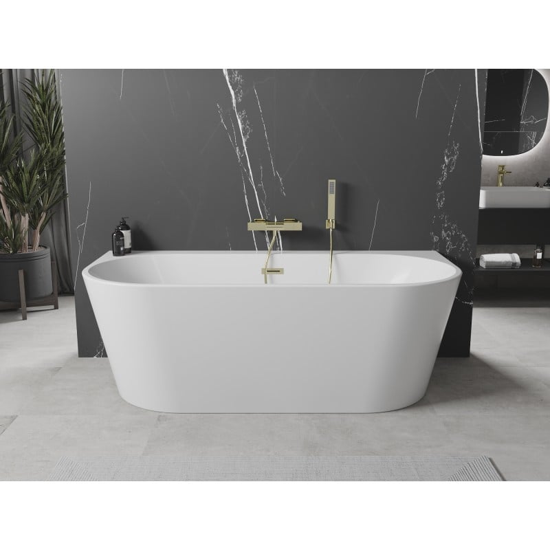 Mexen Oval+ baignoire autoportante murale 170 x 80 cm, blanche, overflow doré - 52681708000-50