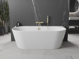 Mexen Oval+ baignoire autoportante adossée 170 x 80 cm, blanche, trop-plein doré - 52681708000-50