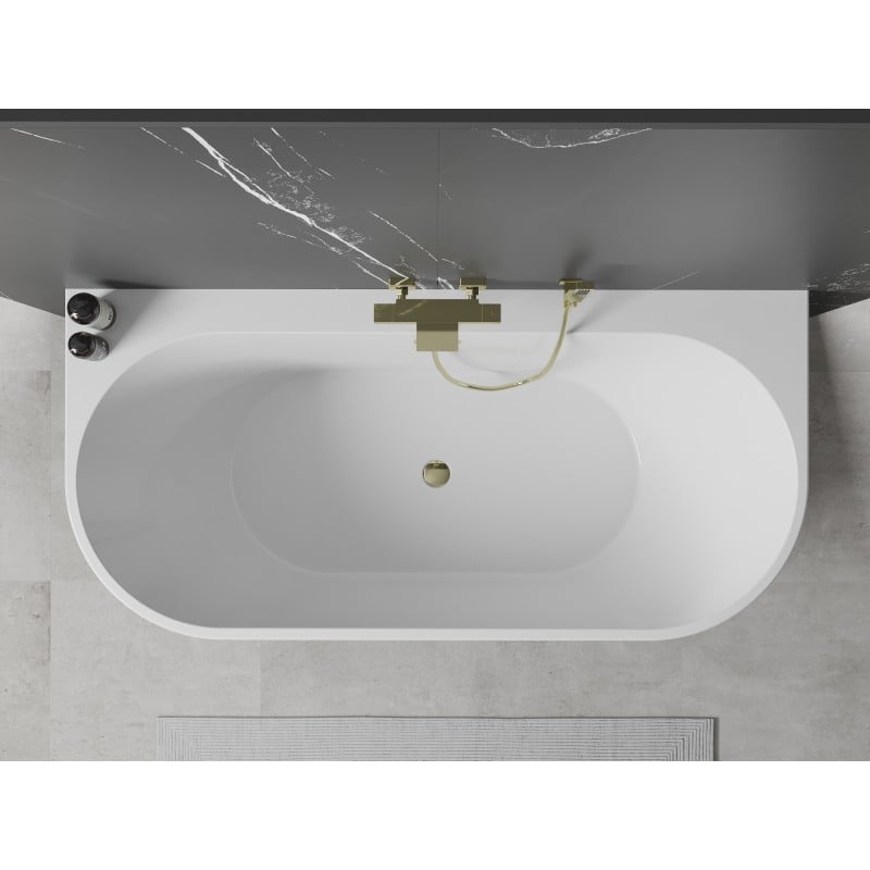 Mexen Oval+ baignoire autoportante murale 170 x 80 cm, blanche, overflow doré - 52681708000-50