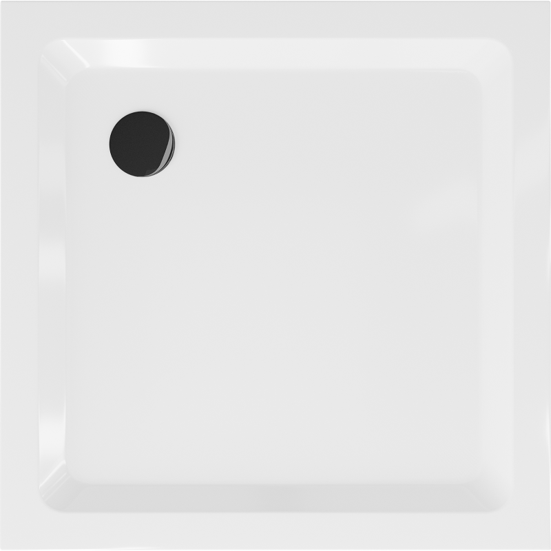 Mexen Flat receveur de douche carré slim 100 x 100 cm, blanc, siphon noir - 40101010B