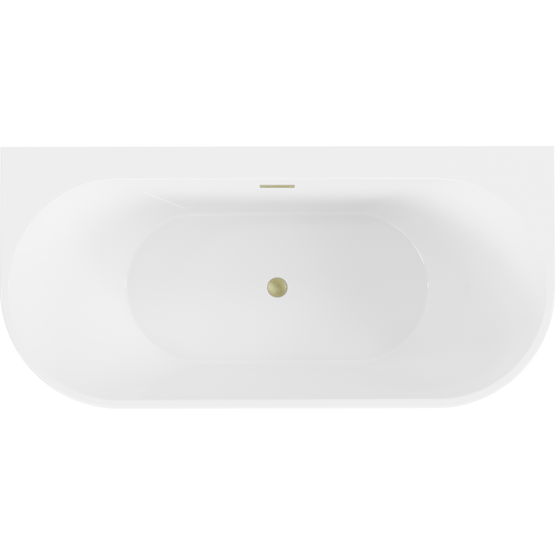 Mexen Oval+ baignoire autoportante adossée 170 x 80 cm, blanche, trop-plein doré brossé - 52681708000-55