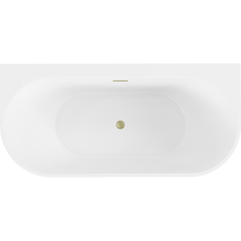 Mexen Oval+ baignoire autoportante adossée 170 x 80 cm, blanche, trop-plein or brossé - 52681708000-55