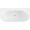 Mexen Oval+ baignoire autoportante adossée 170 x 80 cm, blanche, trop-plein doré brossé - 52681708000-55
