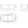 Mexen Oval+ baignoire autoportante adossée 170 x 80 cm, blanche, trop-plein or brossé - 52681708000-55