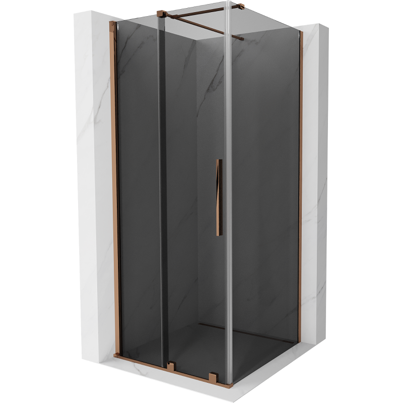 Mexen Velar cabine de douche coulissante 90 x 90 cm, graphite, or rose - 871-090-090-41-60