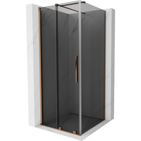 Mexen Velar cabine de douche coulissante 90 x 90 cm, graphite, or rose - 871-090-090-41-60