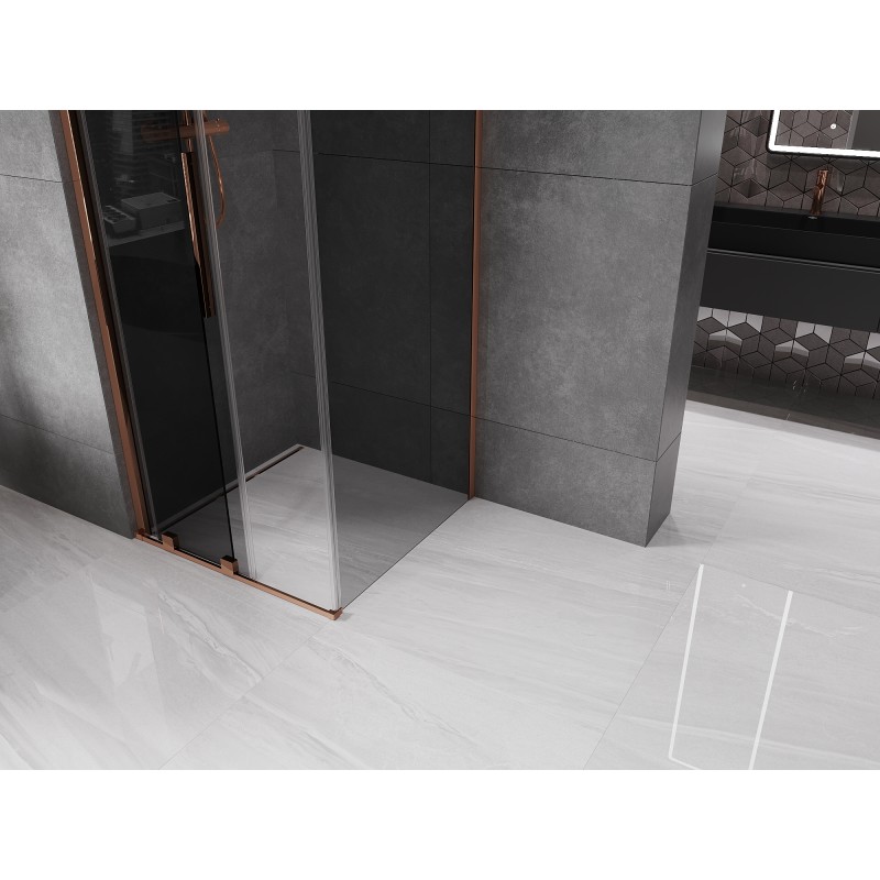 Mexen Velar cabine de douche coulissante 90 x 90 cm, graphite, or rose - 871-090-090-41-60