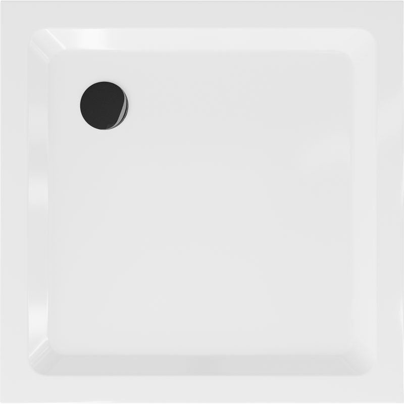 Mexen Flat receveur de douche carré slim 90 x 90 cm, blanc, siphon noir - 40109090B