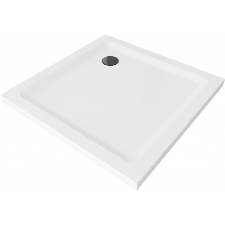 Mexen Flat receveur de douche carré slim 80 x 80 cm, Blanc, siphon Noir - 40108080B