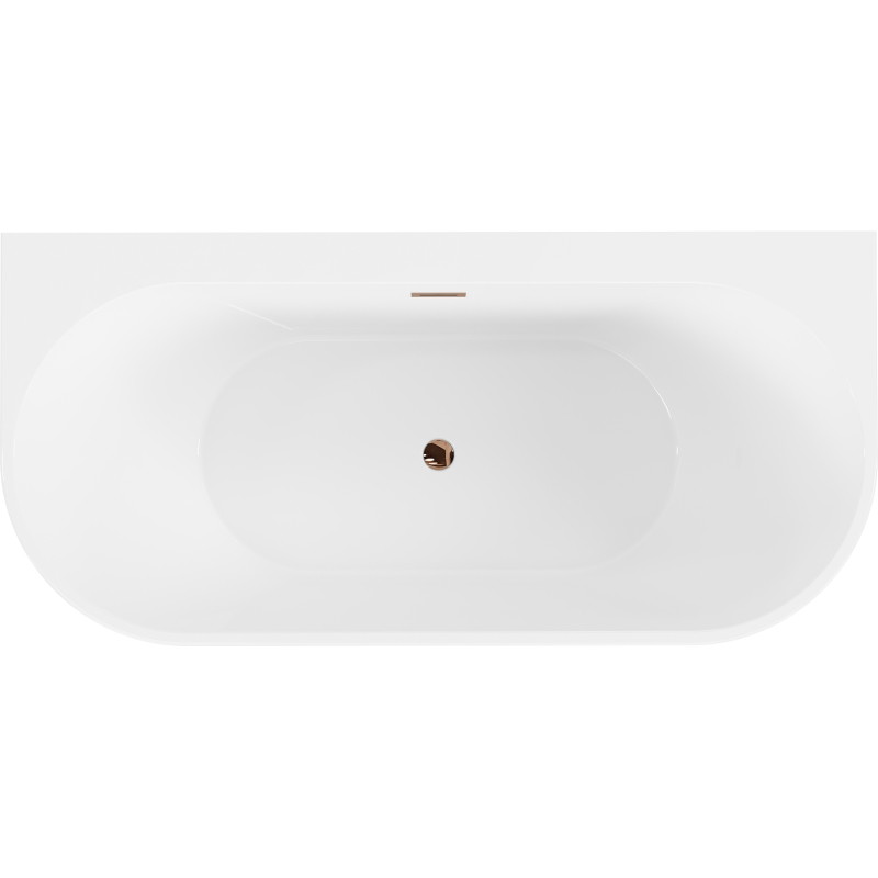 Mexen Oval+ baignoire autoportante adossée 170 x 80 cm, blanche, trop-plein or rose - 52681708000-60