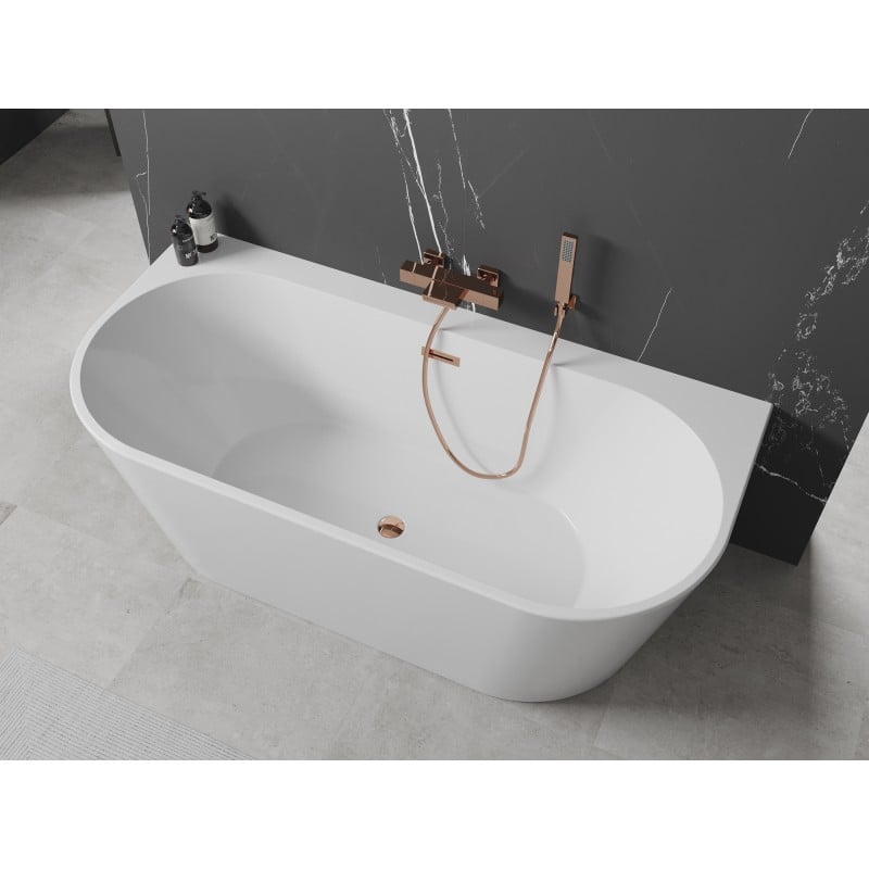 Mexen Oval+ baignoire autoportante murale 170 x 80 cm, blanc, trop-plein or rose - 52681708000-60