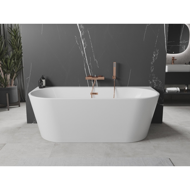 Mexen Oval+ baignoire autoportante adossée 170 x 80 cm, blanche, trop-plein or rose - 52681708000-60