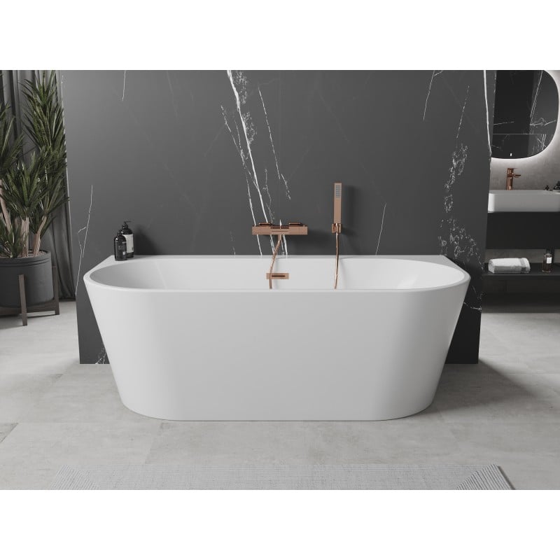 Mexen Oval+ baignoire autoportante murale 170 x 80 cm, blanc, trop-plein or rose - 52681708000-60