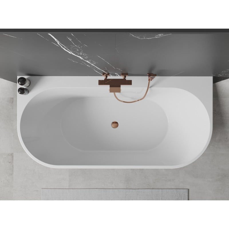 Mexen Oval+ baignoire autoportante murale 170 x 80 cm, blanc, trop-plein or rose - 52681708000-60