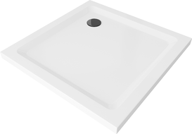 Mexen Flat receveur de douche carré slim 70 x 70 cm, Blanc, siphon Noir - 40107070B