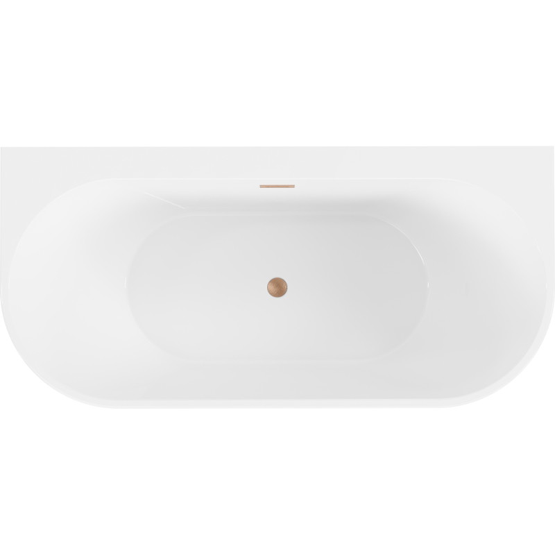 Mexen Oval+ baignoire autoportante adossée 170 x 80 cm, blanche, trop-plein cuivre brossé - 52681708000-65