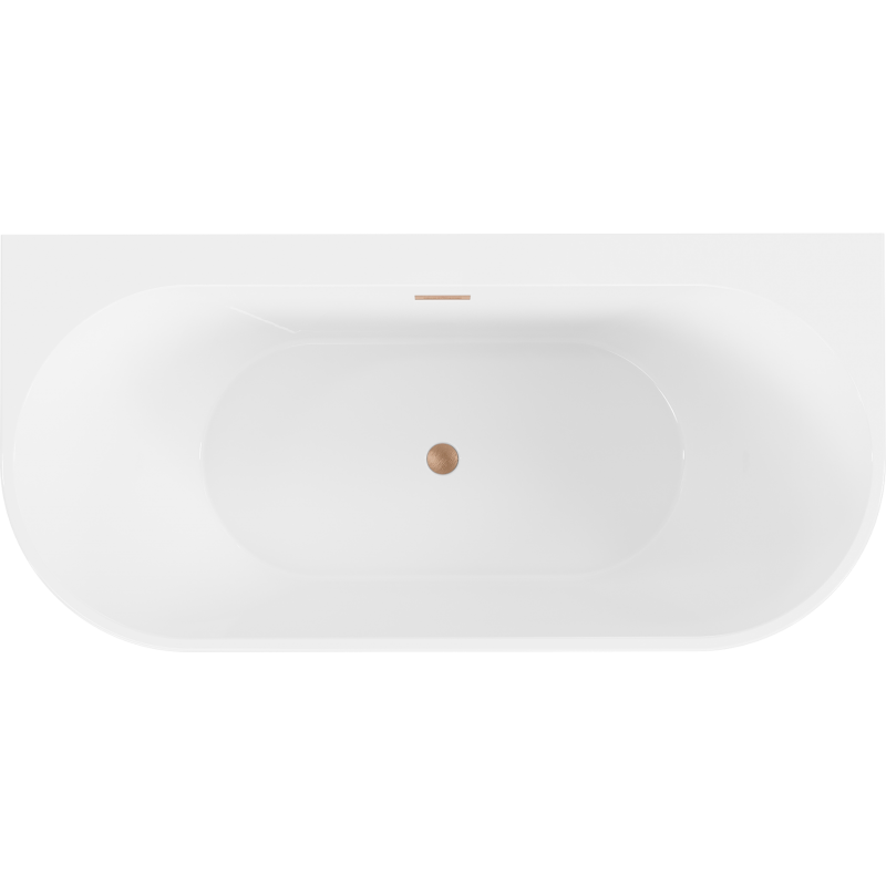 Mexen Oval+ baignoire autoportante adossée 170 x 80 cm, blanche, trop-plein en cuivre brossé - 52681708000-65