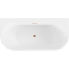 Mexen Oval+ baignoire autoportante adossée 170 x 80 cm, blanche, trop-plein cuivre brossé - 52681708000-65