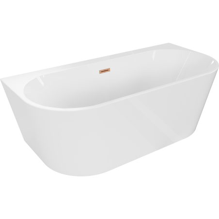 Mexen Oval+ baignoire autoportante adossée 170 x 80 cm, blanche, trop-plein cuivre brossé - 52681708000-65
