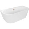 Mexen Oval+ baignoire autoportante adossée 170 x 80 cm, blanche, trop-plein cuivre brossé - 52681708000-65