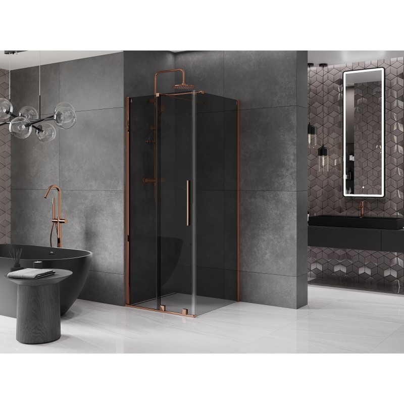 Mexen Velar cabine de douche coulissante 100 x 100 cm, graphite, or rose - 871-100-100-41-60