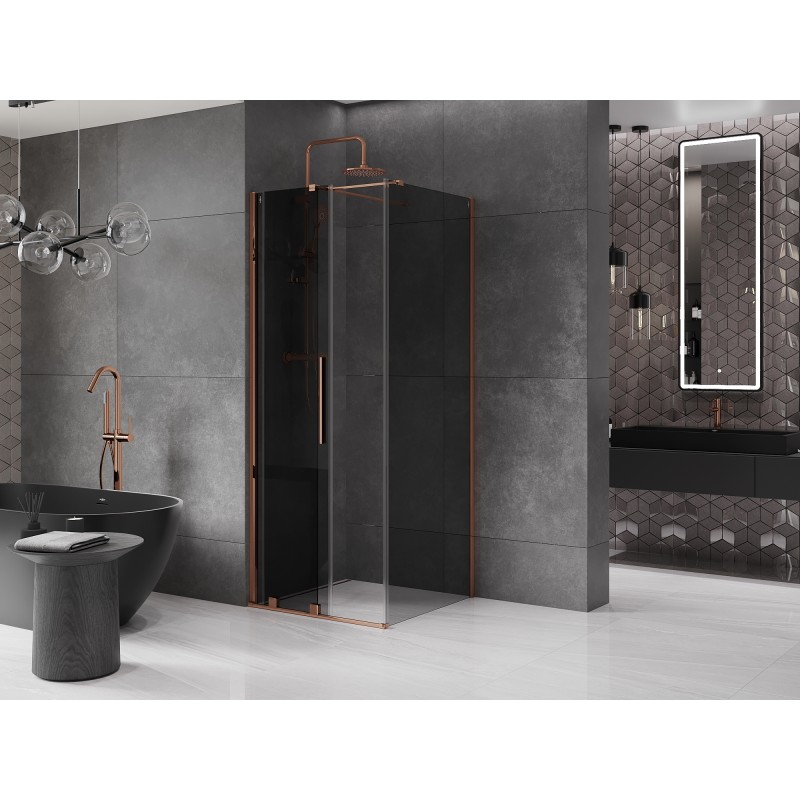 Mexen Velar cabine de douche coulissante 100 x 100 cm, graphite, or rose - 871-100-100-41-60