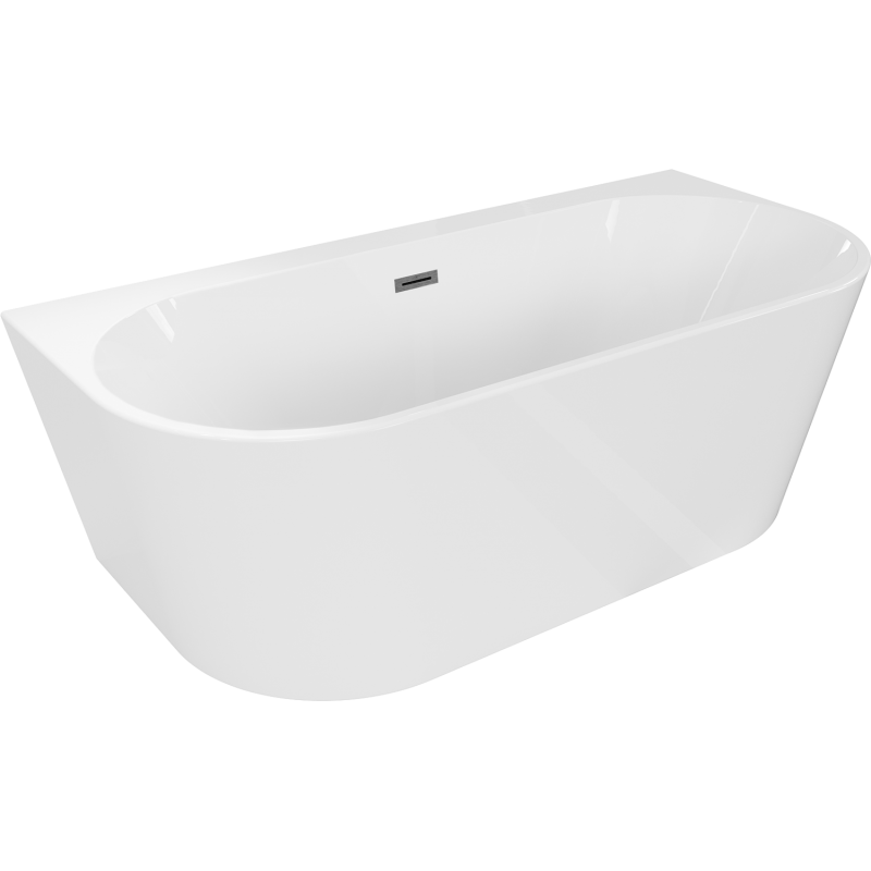 Mexen Oval+ baignoire autoportante adossée 170 x 80 cm, blanche, trop-plein gris canon brossé - 52681708000-66