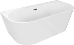 Mexen Oval+ baignoire îlot adossée 170 x 80 cm, blanche, trop-plein brossé gun gray - 52681708000-66