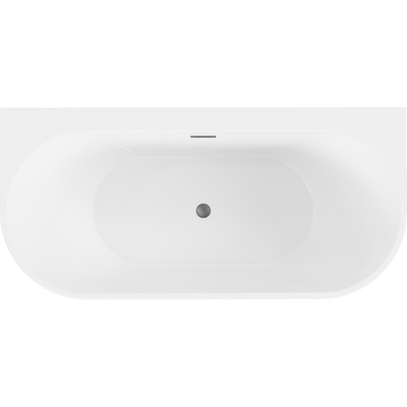 Mexen Oval+ baignoire îlot adossée 170 x 80 cm, blanche, trop-plein brossé gun gray - 52681708000-66