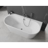 Mexen Oval+ baignoire îlot adossée 170 x 80 cm, blanche, trop-plein brossé gun gray - 52681708000-66