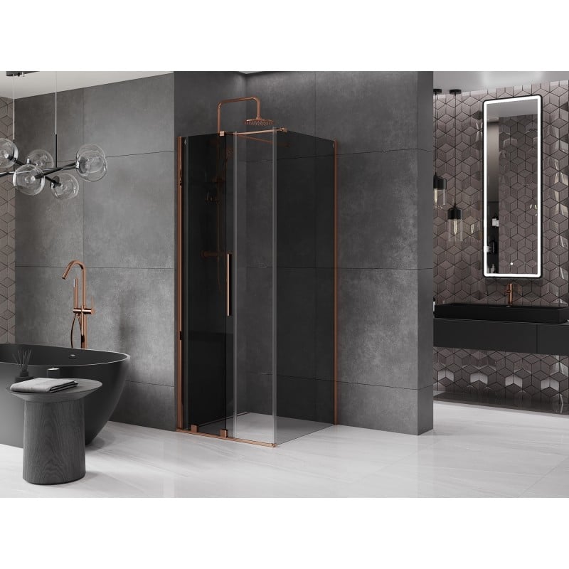 Mexen Velar cabine de douche coulissante 110 x 110 cm, graphite, or rose - 871-110-110-41-60
