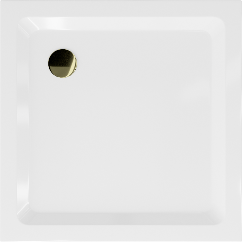 Mexen Flat receveur de douche carré slim 100 x 100 cm, blanc, siphon doré - 40101010G