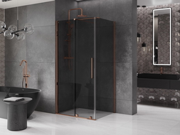 Mexen Velar cabine de douche coulissante 120 x 70 cm, graphite, or rose - 871-120-070-41-60