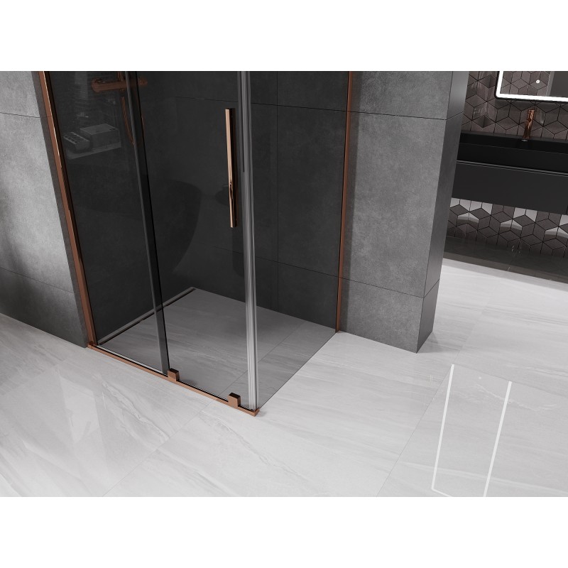 Mexen Velar cabine de douche coulissante 120 x 75 cm, graphite, or rose - 871-120-075-41-60