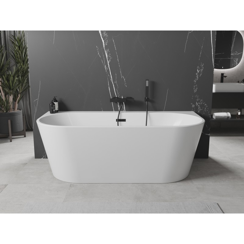 Mexen Oval+ baignoire autoportante adossée 170 x 80 cm, blanche, trop-plein noir - 52681708000-70
