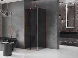 Cabine de douche coulissante Mexen Velar 120 x 120 cm, graphite, or rose - 871-120-120-41-60