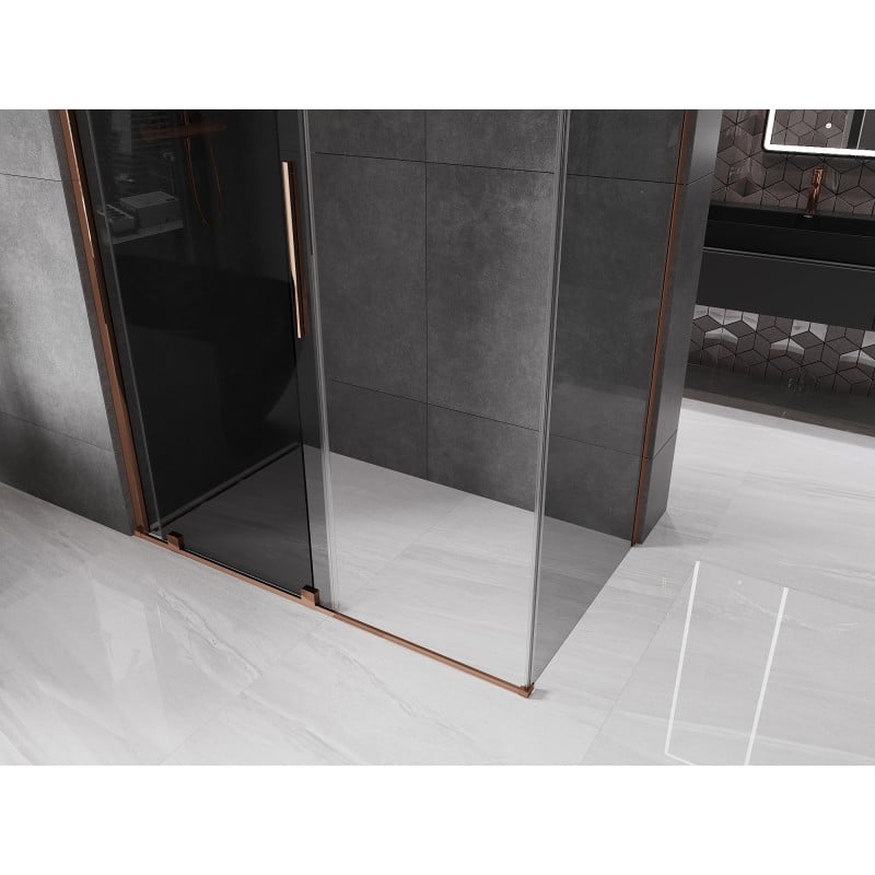 Mexen Velar cabine de douche coulissante 130 x 70 cm, graphite, or rose - 871-130-070-41-60