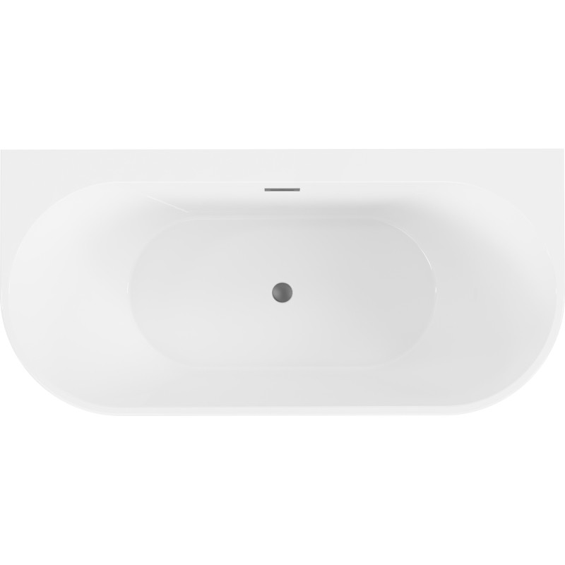 Mexen Oval+ baignoire indépendante adossée 170 x 80 cm, blanche, trop-plein métal canon - 52681708000-95
