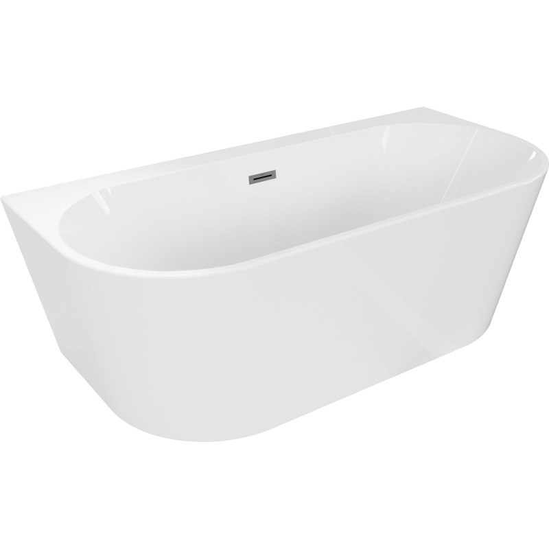 Mexen Oval+ baignoire indépendante adossée 170 x 80 cm, blanche, trop-plein métal canon - 52681708000-95