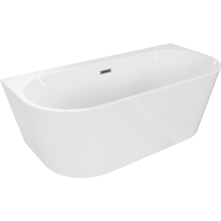 Mexen Oval+ baignoire indépendante adossée 170 x 80 cm, blanche, trop-plein métal canon - 52681708000-95