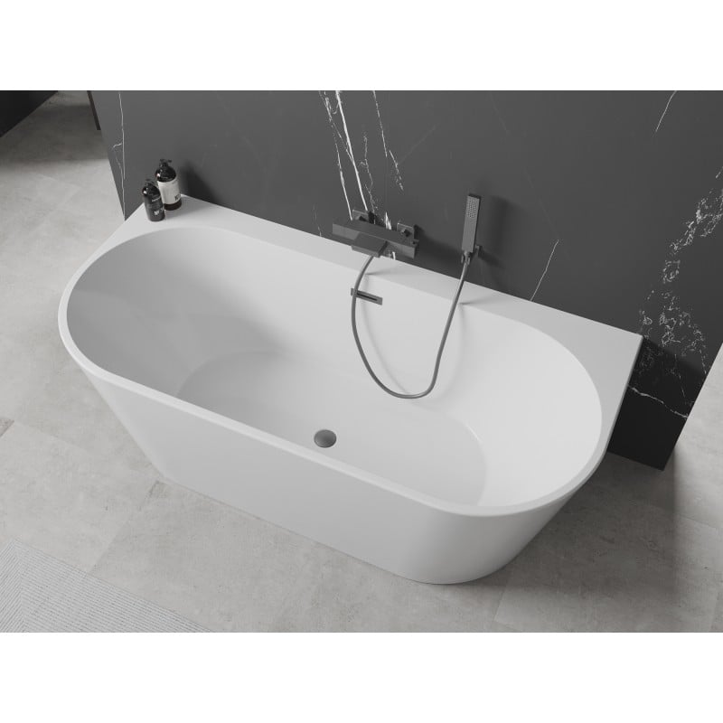 Mexen Oval+ baignoire ilot contre le mur 170 x 80 cm, blanche, trop-plein gun metal - 52681708000-95