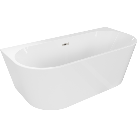 Mexen Oval+ baignoire autoportante murale 170 x 80 cm, blanche, trop-plein en nickel brossé - 52681708000-97
