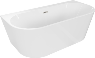Mexen Oval+ baignoire autoportante murale 170 x 80 cm, blanche, trop-plein en nickel brossé - 52681708000-97